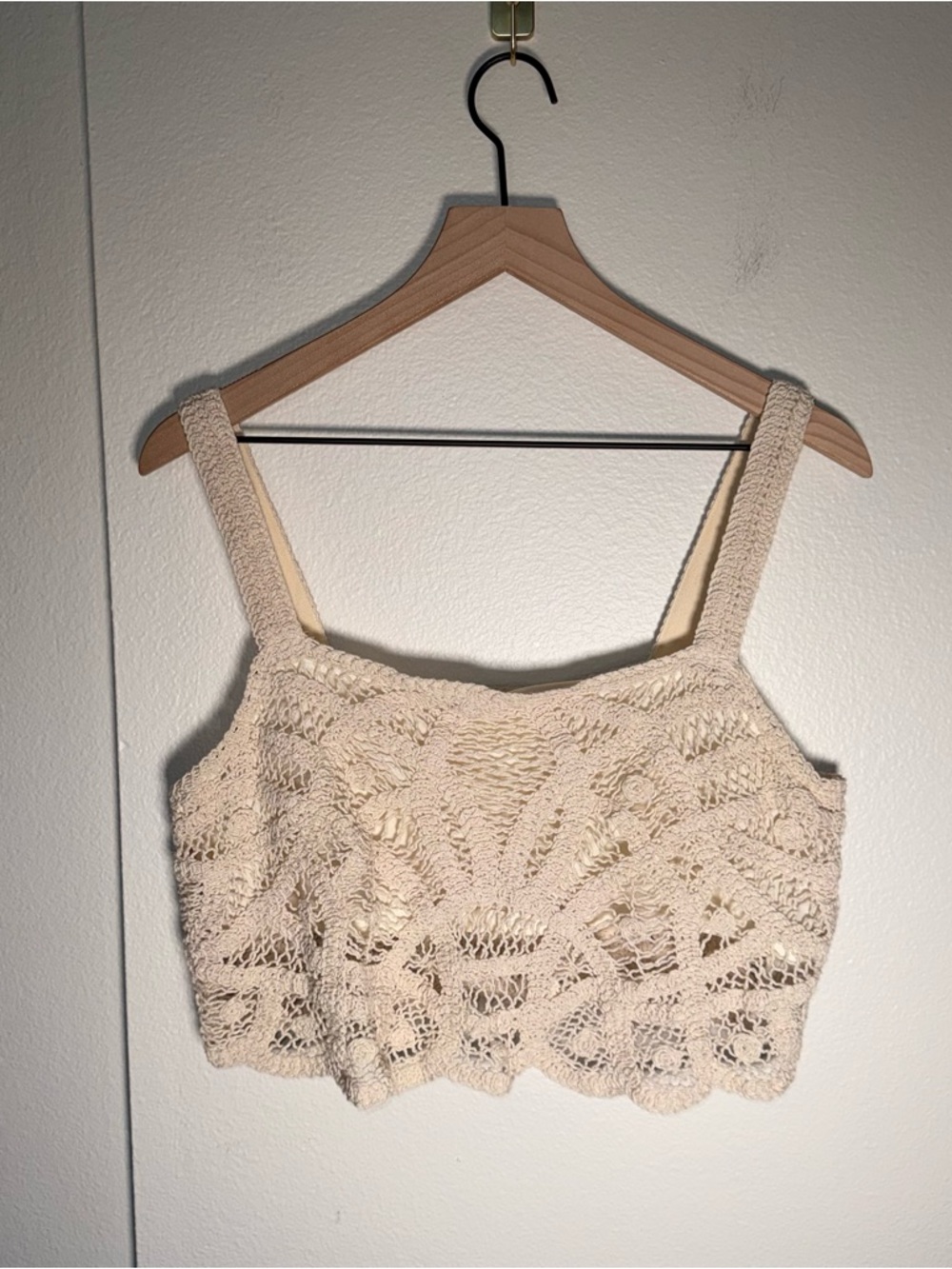 EVERY Cream Crochet Knit Coastal Cowgirl cropped summer festival top L